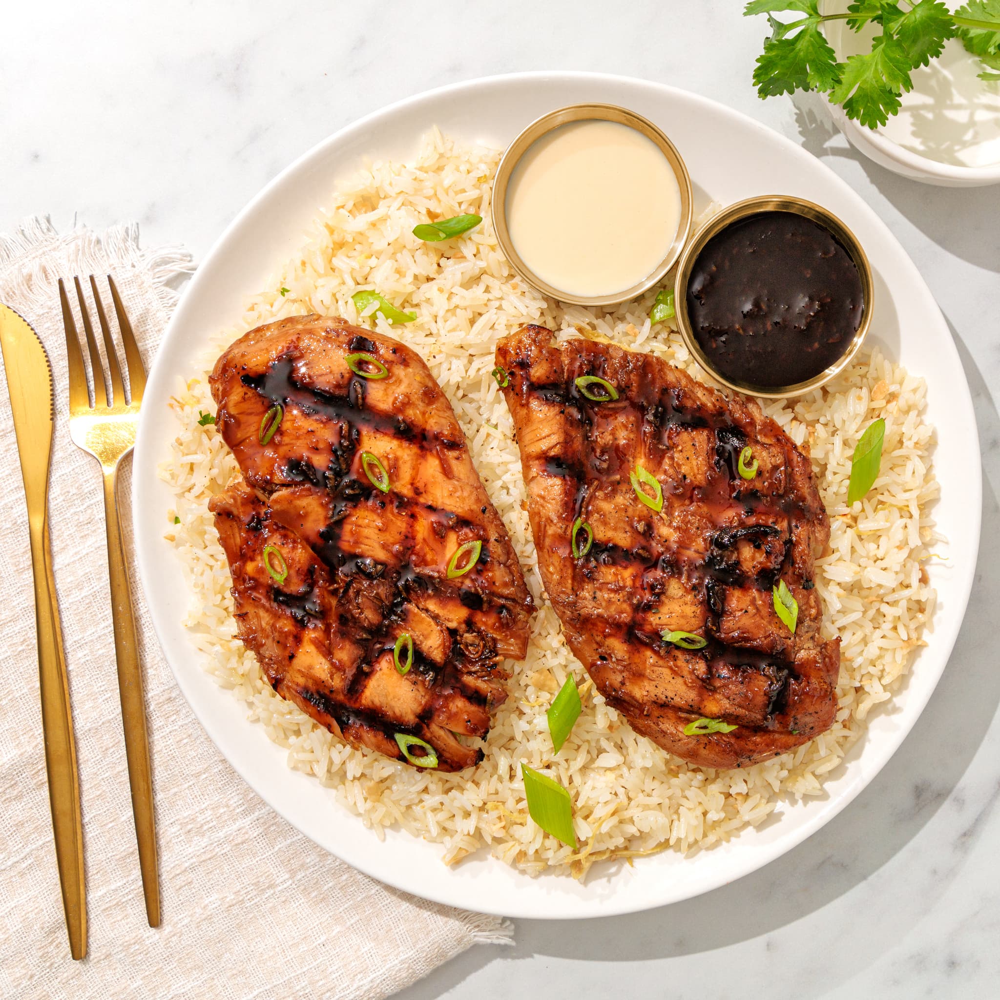 Teriyaki chicken skewers