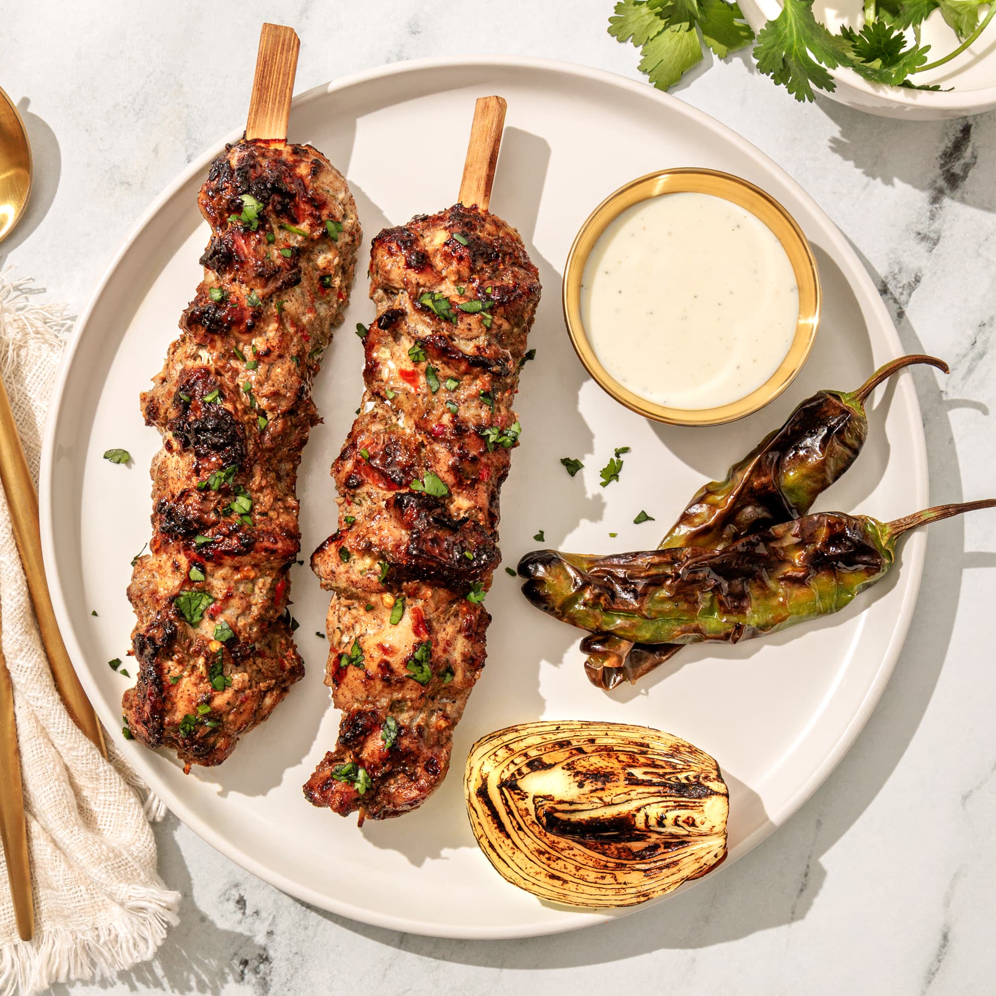 Caribbean Jerk flame-grilled chicken skewers