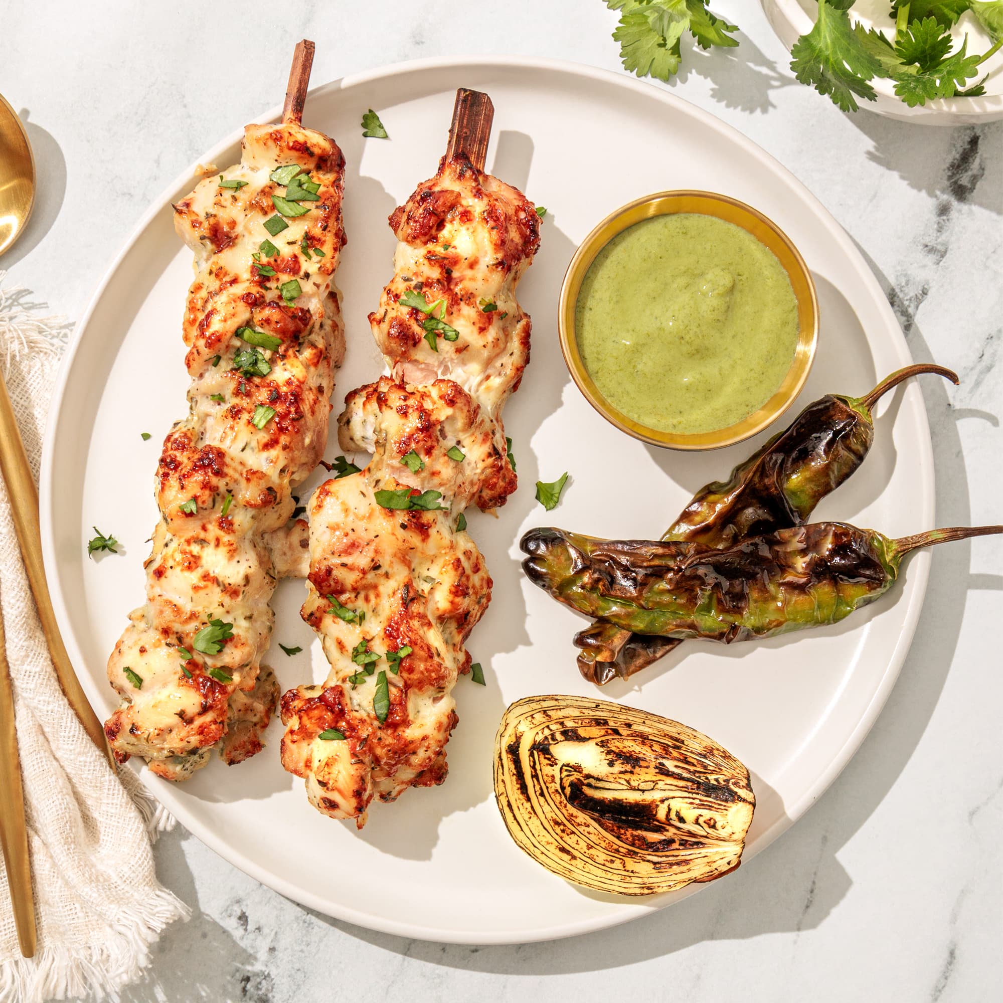Reshmi chicken skewers with creamy marinade